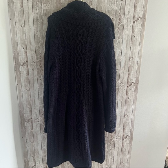 Saol Aran Irish Knit Cardigan Wool Blend Coatigan Fisherman Navy XL - Picture 9 of 11